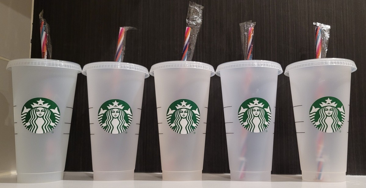 Starbucks Reusable Cold Cup Tumblers w/ Lids & Straws - 5 PACK -Venti/24oz-  NEW! | eBay