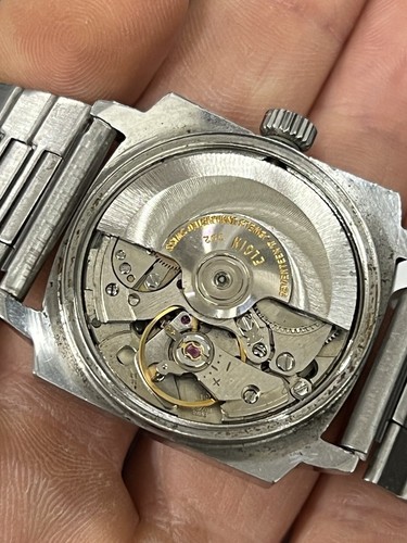 VINTAGE 1970's ELGIN AUTOMATIC 17J DAY-DATE STAINLESS STEEL WRISTWATCH ( 30MM ) - Picture 7 of 11