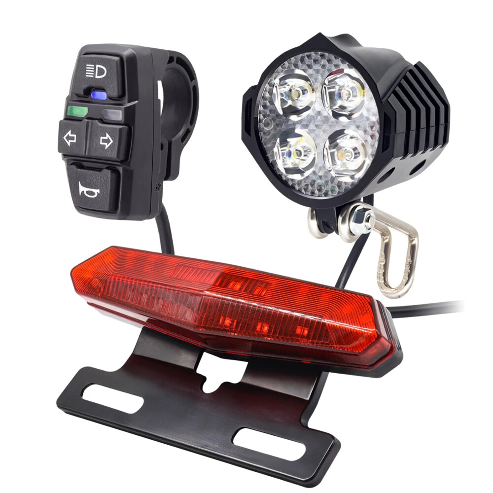 Red Bycycle ライト、チェーン付き Ebike Turn Signal Rear Light Brake Include 48V 36V E-Bike