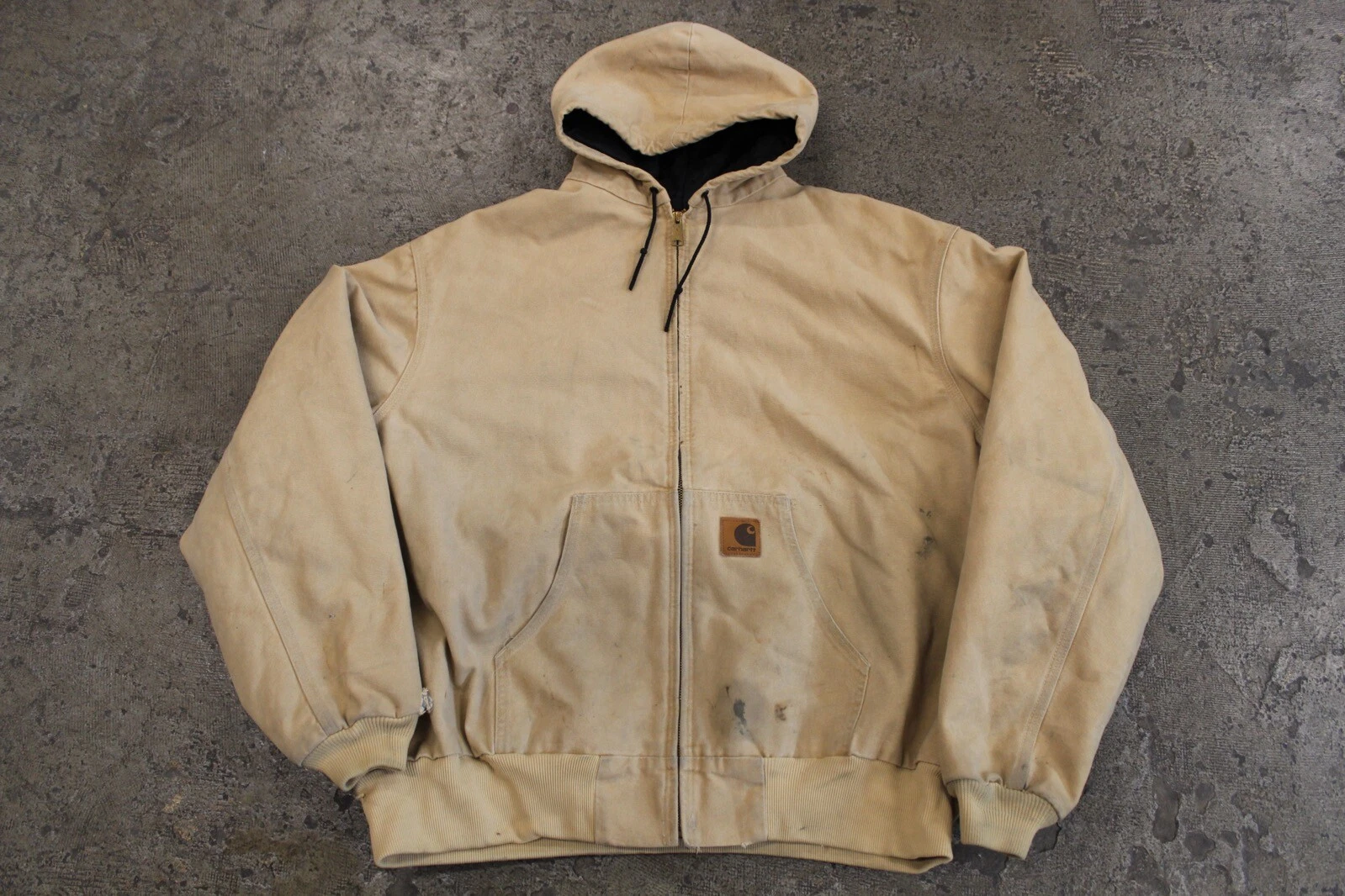 Vintage Carhartt TAN Duck Canvas Thermal Lined Jacket Adult 3XL JQ295 USA Hood