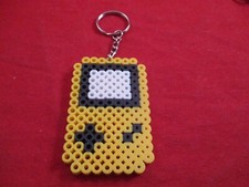 Nintendo Game Boy YELLOW Console System Bead Perler Keychain - Handmade Art