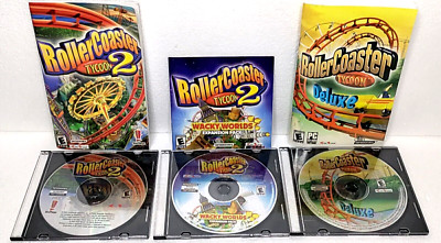 3-Pack Rollercoaster Tycoon 2, 2  Wacky Worlds, Deluxe 2 / With Manuals