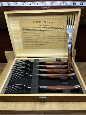 8'' Laguiole Steak Forks Stainless Steel Black Dinner Sets Cutlery Food