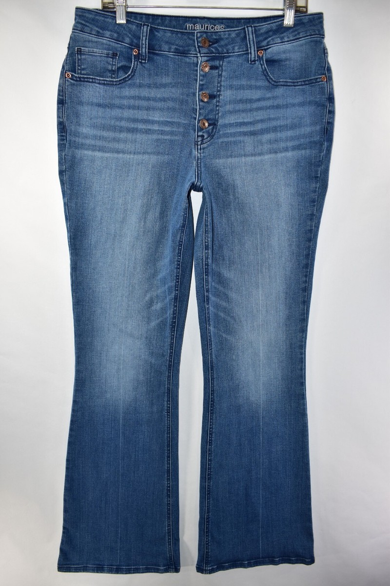Maurices High Rise Flare Jeans Womens Size 16 Long Blue Meas