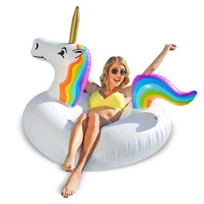 Go Floats Inflatable Unicorn party tube Premium Pool floats 4ft W x 3ft Tall New