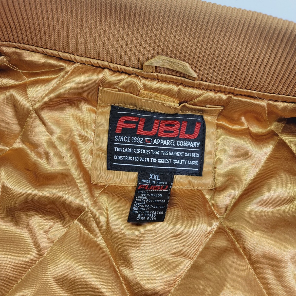 Vintage Fubu 90s Dirty South 05 City Series Gold Quilt Lined Vintage Fubu 90s Dirty South 05 City Series Gold Quilt Lined