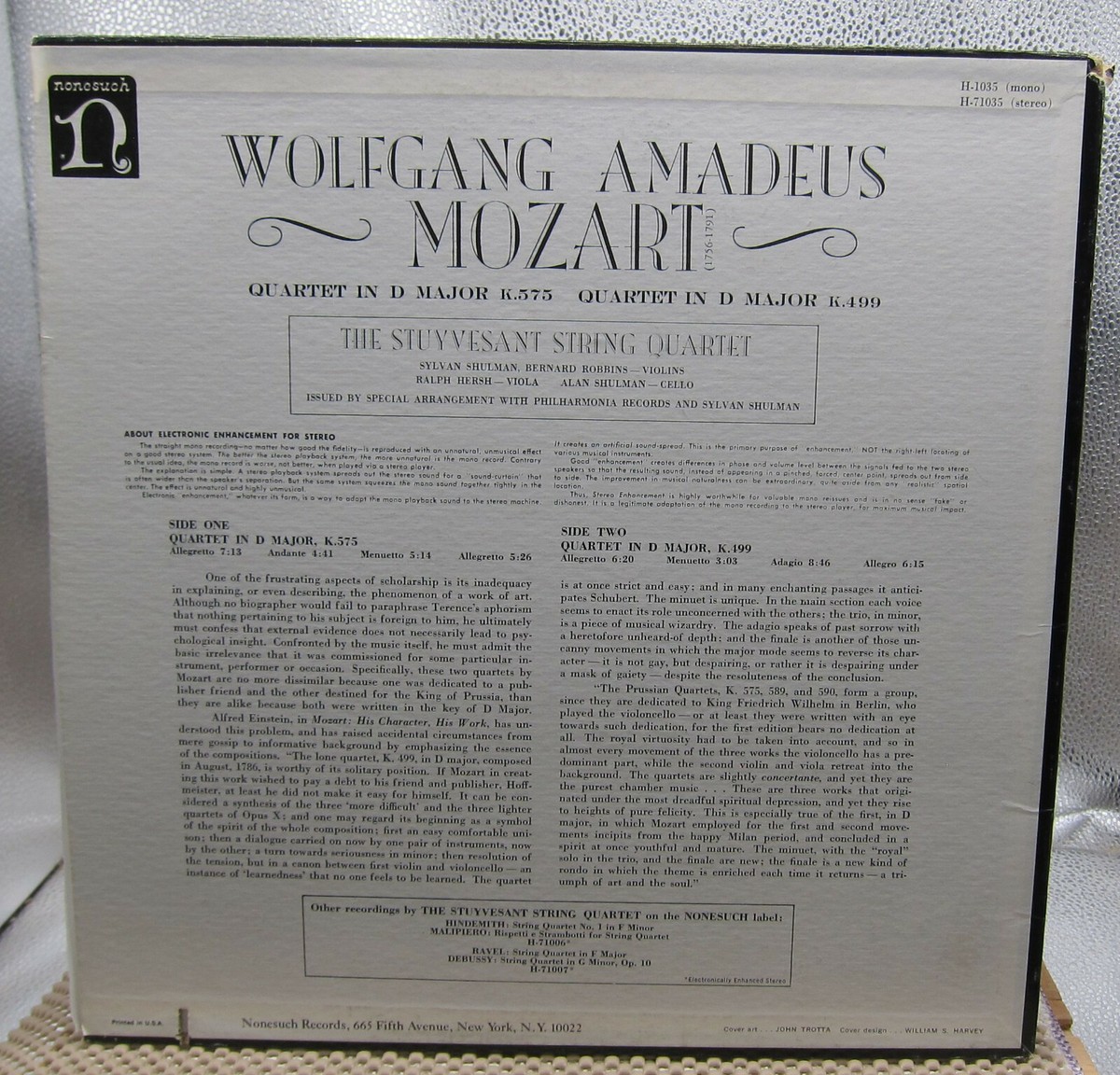 Mozart Quartets in D Major K575 & K499 - Stuyvesant String Quartet