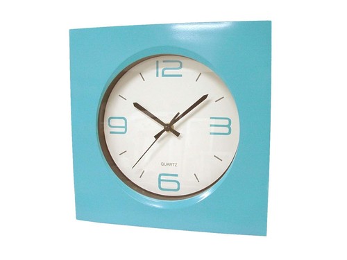 (29890) RELOJ PARED CUADRADO PLASTICO AZUL - Foto 1 di 5