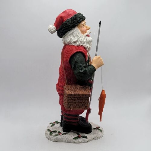 Vintage Ceramic Santa Fishing Figurine Christmas Holiday Decor 8"H POLE DETACHED - Picture 4 of 8