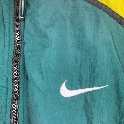 Vintage Retro 90s Nike Colorblock Green Yellow Windbreaker Jacket