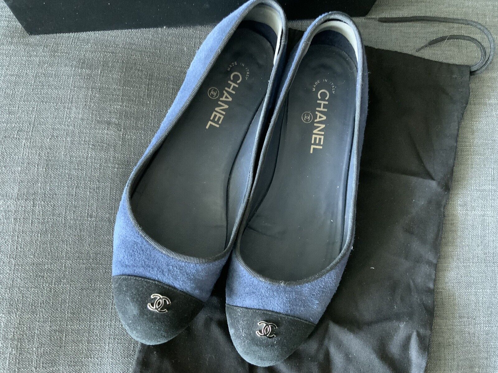 Chanel Blue Denim CC Ballet Flats Sz 38 (8)