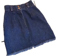 Calvin Klein Sports Dark Wash Blue Denim mini skirt Raw Hem size 6