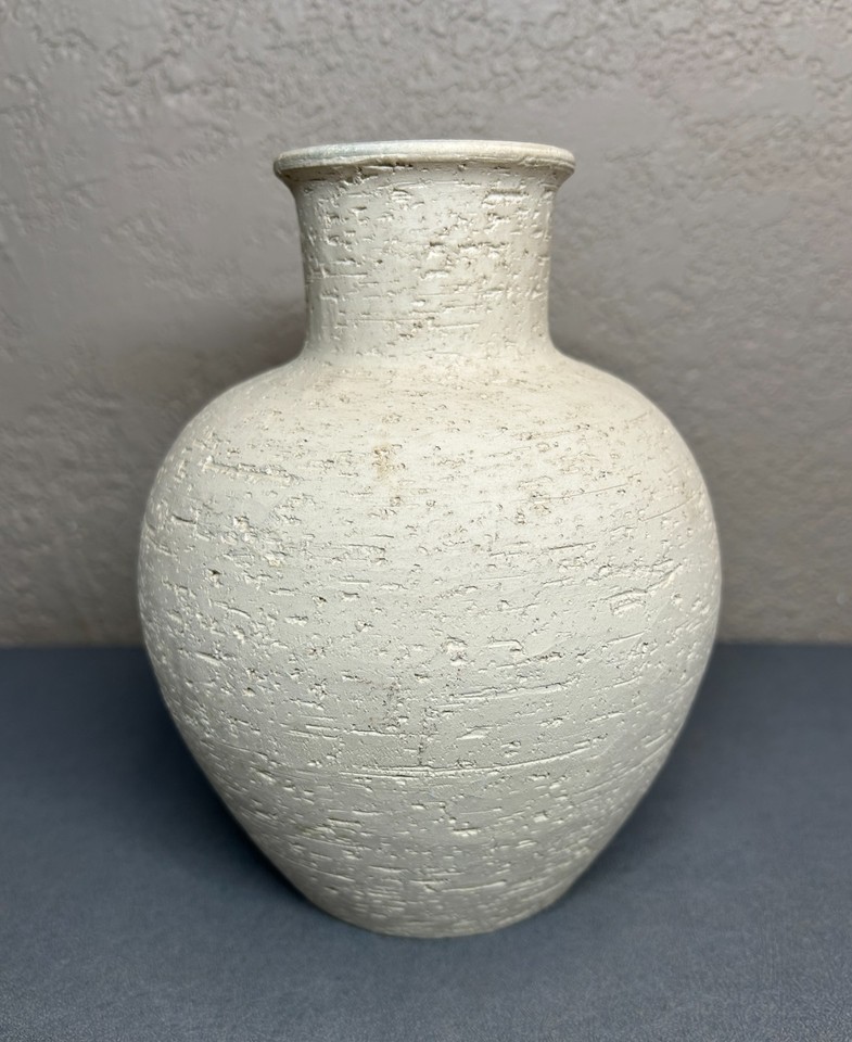  Bitossi Flavia Montelupo Italian Pottery White Unglazed Groggy Texture Vase