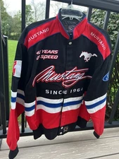Vtg Ford Mustang 40th Anniversary Embroidered Jacket Blk JH Design Size Medium