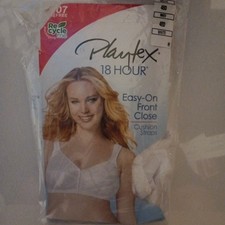 Playtex 18 hour Bra 48D White Front Close WireFree Cushion Strap 1107