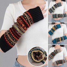 Womens Fingerless Long Knitted Gloves Warm Arm Warmers For Winter Fashion