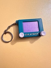 Vintage Teal Etch a Sketch Magic Screen Toy Keychain 90s Y2K Novelty Toy