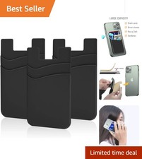 Phone Wallet, 3 Pack Credit Card Holder for Black of Phone Wallet Stick On 2 ...