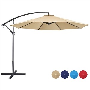 15 black double patio umbrella Tangkula 15 Ft Twin Patio Umbrella with 48 LED Lights, Double-Sided Outdoor  Umbrella main image 0