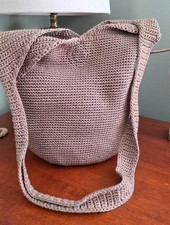 The Sak Crochet Bucket Shoulder Bag Tan Knit Purse Boho