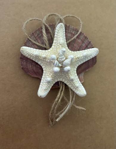 Seestern Boutonnière Bräutigam, Muscheln Garn Hochzeit Corsage, Bräutigam Accessoire - Bild 5 von 12