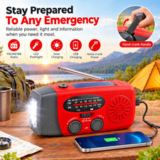 Emergency Wind Up Solar Hand Crank Radio Power Bank Charger FM/AM Torch