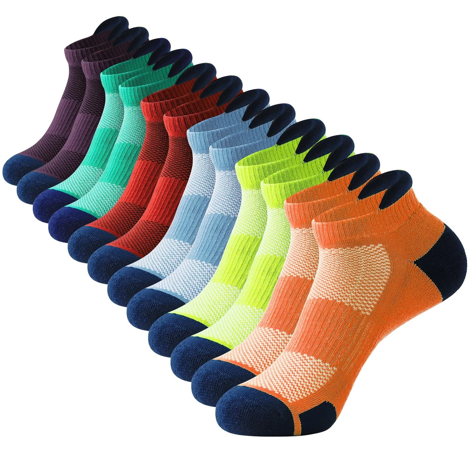 JOYNÉE Mens Ankle Athletic Low Cut Socks for Men 10-13, Multicolor-6pairs