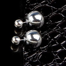1/20 Pairs Pearl Double Side Two Ball Front and Back Post Earring Ear Studs