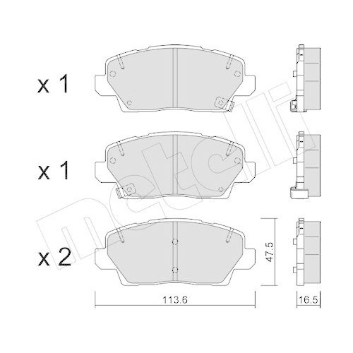 Plaquettes Frein Metelli 22-1302-0 Sans Poussière Noire pour Roue Kia