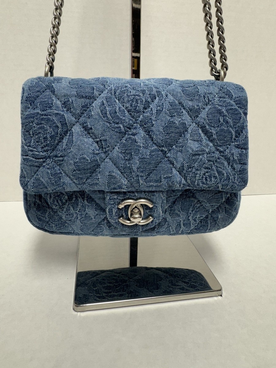 CHANEL Sweetheart Crush Blue Denim Silver Metal Mini Flap Bag