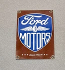 VINTAGE 12” FORD MOTORS DEALERSHIP PORCELAIN SIGN GAS OIL CAR TRUCK MOTORCYCLE