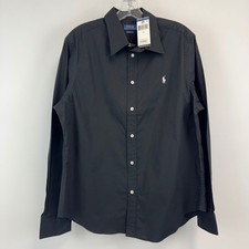 Polo Ralph Lauren Boys Black Classic Fit Button Down Shirt Size 14 NWT