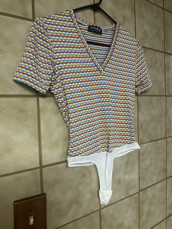 Cosabella Mujer’s 90’s Retro Y2K Rayas Body No Tuck Tanga Camiseta, Talla Lg Foto 2 de 4