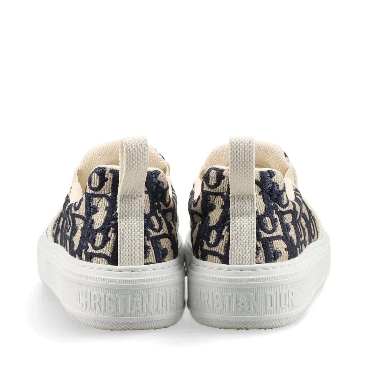 Christian Dior Dior Solar Leather x fabric Slip-on 34.5 Ladies' Beige x navy Obl thumbnail 6