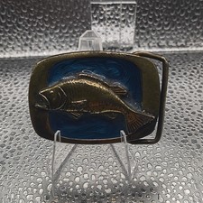 Solid Brass Jumping Bass Fishing 1983 BTS Made in USA Vintage Belt Buckle