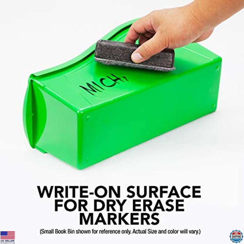 Storex Teal Large Book Bin Set - 6 Interlocking Plastic Organizers for Classroom