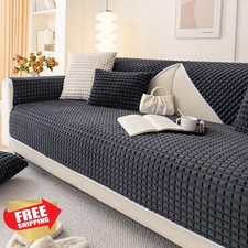 Velvet Plush Couch Cover Dark Grey 35.4" Single Seater Pet Friendly