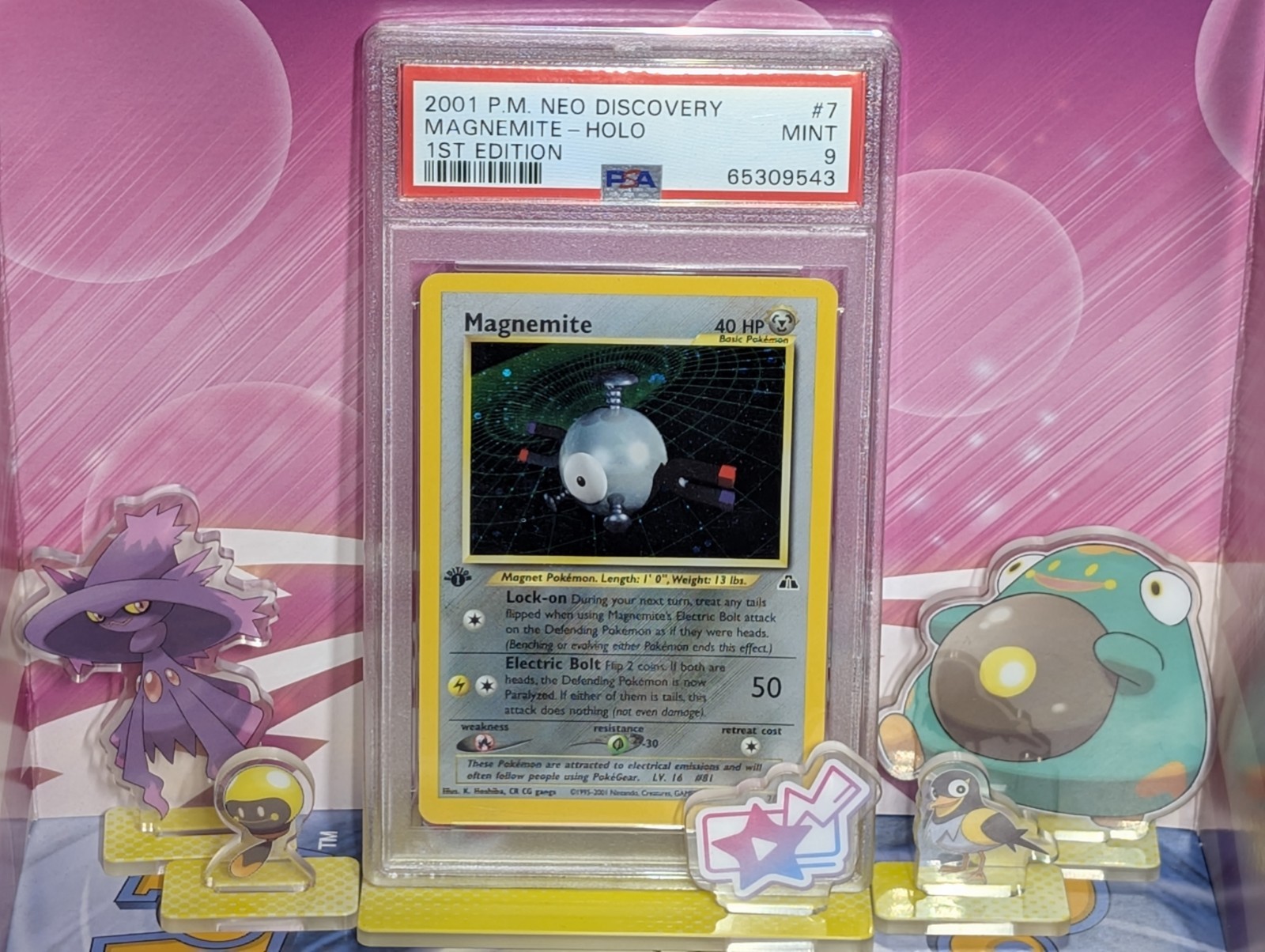Magnemite 7/75 1st Edition Holo Swirl Rare Neo Discovery Pokemon Tcg PSA 9 Mint