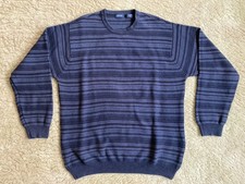 Mens Blue Horizontal Stripes Izod Pullover Long Sleeve Sweater