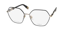 NEW FURLA VFU542S EYEGLASS FRAME 0301 54-16-135 OVERSIZED BLACK METAL PLASTIC