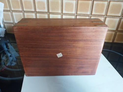 Vintage Indian Wooden Trinket Jewellery Box With Brass Motif - Picture 6 of 7
