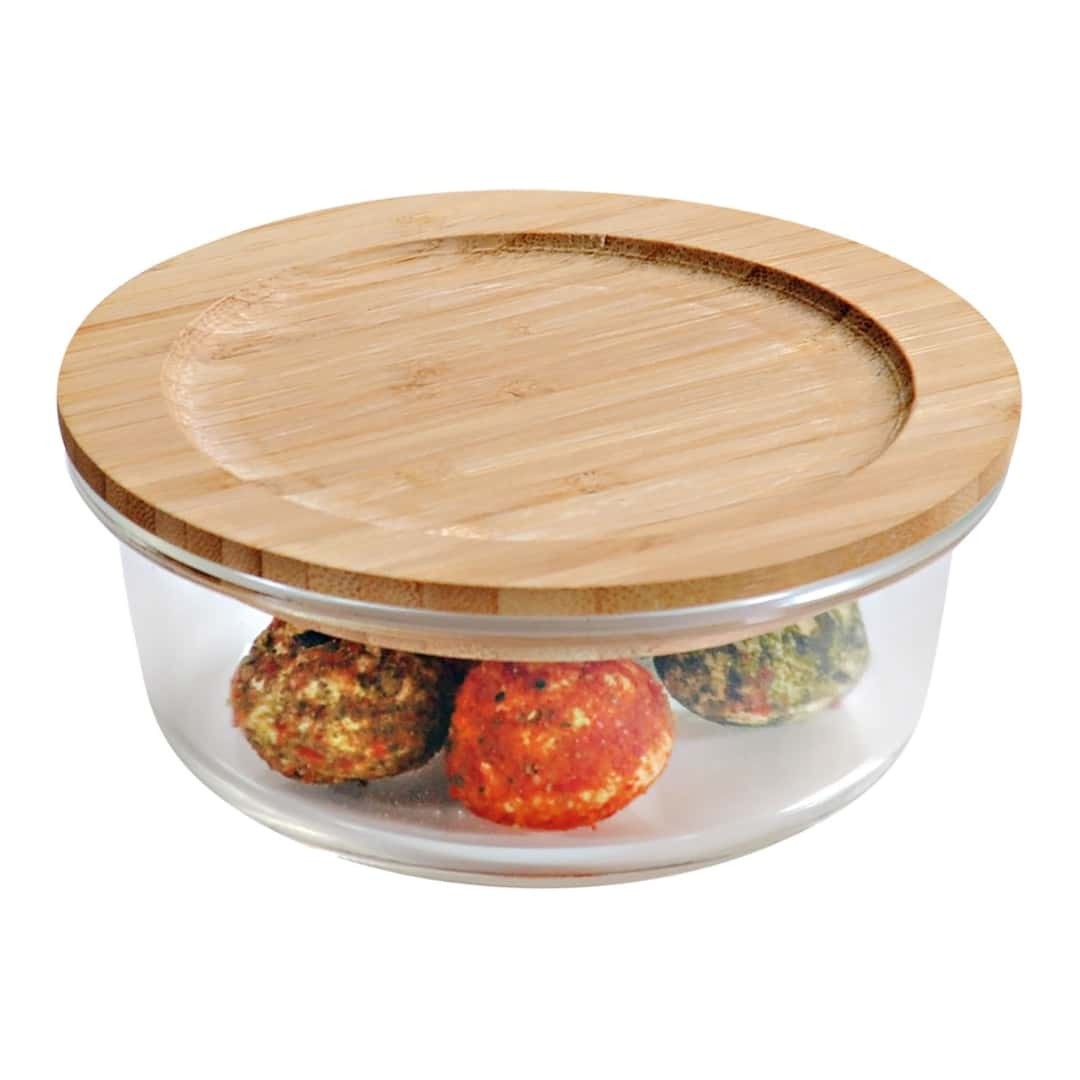 Food Container Fridge Glass With Bamboo Lid Ø 13 Cm KESPER - Jar