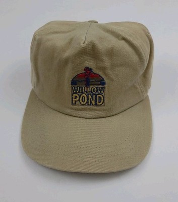 Vintage 90s Willow Pond Golf Hat Duckster USA Sport Tan Illinois Vtg 1990s Worn