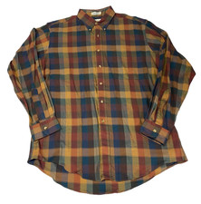 Vintage Tuttle Golf Collection Plaid Shirt LG 100% Cotton Casual Button Up USA