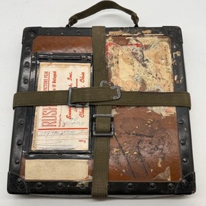 Vintage Motion Picture Film Shipping Case Leatherette Metal Trim Straps Handle
