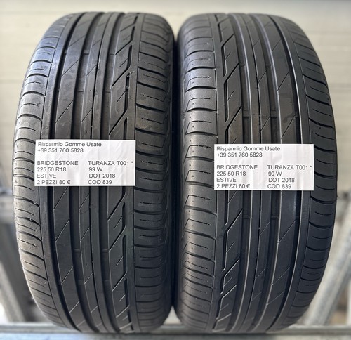 2 PNEUMATICI USATI BRIDGESTONE TURANZA T001 * ESTIVE 225 50 R18 99W DOT 2018 - Foto 8 di 21