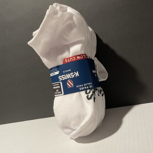 K-Swiss Mens Value Pack 20 Pairs White Low Cut Socks OSFM - Picture 4 of 7