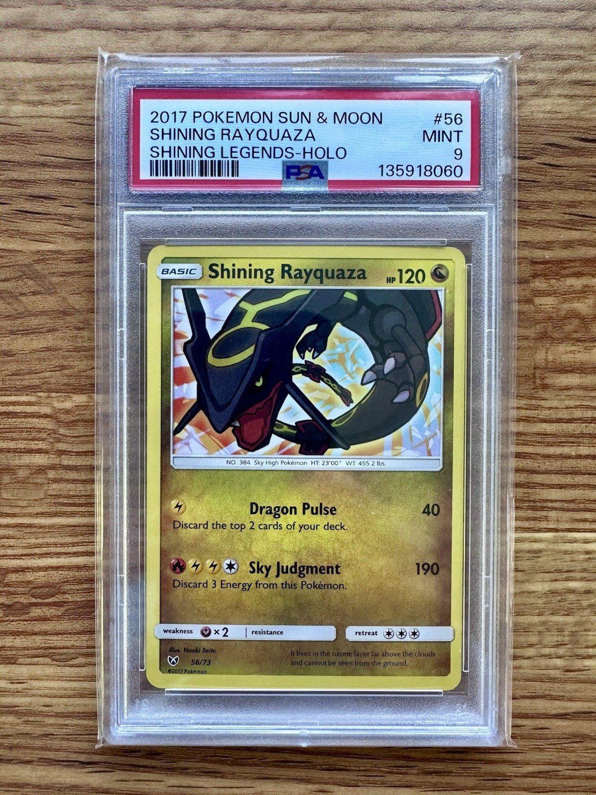 2017 Pokemon Shining Legends Shining Rayquaza Holo #56 PSA 9 Mint