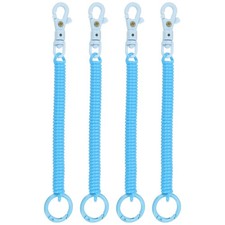 4pcs Retractable Coil Springs Keychain with Lobster Clasp Keyring Light Blue