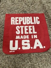 VINTAGE REPUBLIC STEEL MADE IN USA US STEEL RED OVERLENGTH FLAG - CLOTH BANNER